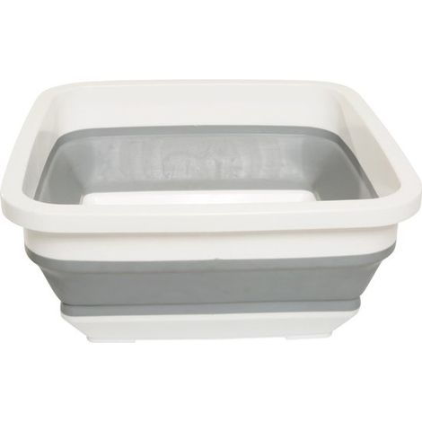 Bassine à vaisselle pliable - Bassine à vaisselle - Bassine à vaisselle pliable - Bassine à vaisselle carrée - Bassine à vaisselle pliable - Blanc/gris - 32 x 32 x 14,3 cm - Plastique blanc/gris (1/5)