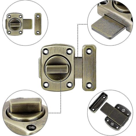 Verrou de sécurité rotatif pour porte Dww, en alliage de zinc, avec vis, 2 pièces (bronze vert) (1/2)