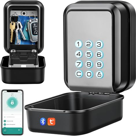 1 Boîte à Clés Connectée Bluetooth, Code Rétroéclairé, Alliage Aluminium, Étanche IP65, Extérieur (1/5)