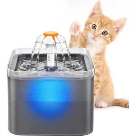 Fontana per cani e gatti da 2 litri, dispenser d'acqua silenzioso con filtro sostituibile, grigio - KENUOS (1/4)