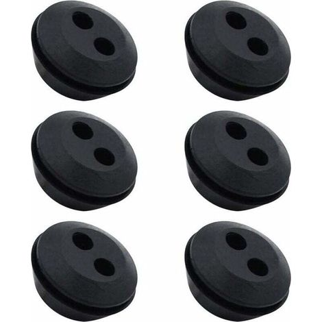 Lot de 6 Bouchons de Tuyau de Carburant - Joint de Réservoir - Caoutchouc - 2 Trous - Passe durite - Accessoires pour Débroussailleuse (1/4)