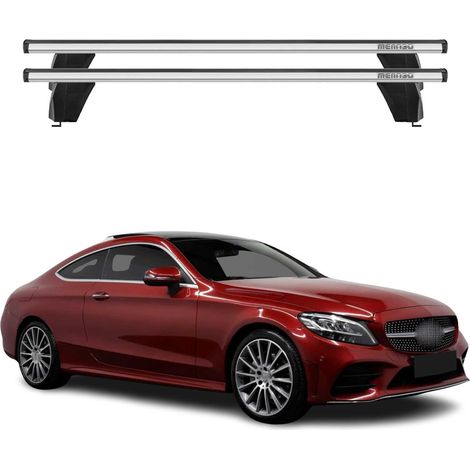 OMAC Dachträger Querträger Alu für Mercedes C Klasse C205 Coupe 2017-2023 – Abschließbar – T-Nut – City-Crash-getestet – Max. 75 kg Silber (1/5)