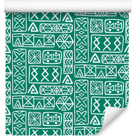 Carta da parati con motivo geometrico polinesiano a tema marino, 50x1000 cm (1/5)
