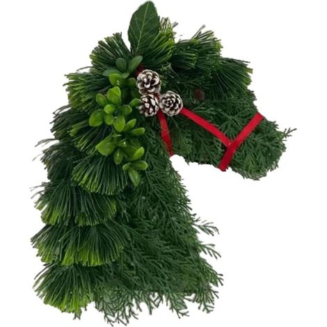 Couronne de Noël Tête de Cheval - Décor de Fête Fermière - Décoration de Porte Tête de Cheval Résistante aux Intempéries pour Mur Intérieur Porte Fenêtre Porche Cheminée - Décoration Murale (1/5)