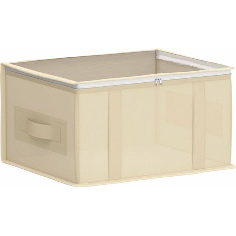 vidaXL Caja de almacenamiento con ventana superior transparente Crema (1/2)