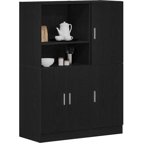 vidaXL 2 Piece Kitchen Cabinet Set Black Engineered Wood (1/5)