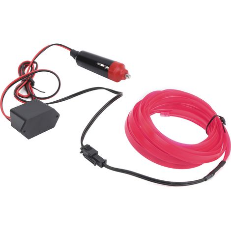 Ruban LED voiture 3m intérieur, lumière néon rose tube fil conducteur, allume-cigare auto, bande lumineuse flexible pour habitacle, kit éclairage véhicule 12V. (1/5)