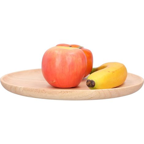 Rubberwood Serving Tray, Fruit Snack Plate with Raised Edges for Tea, Coffee and Food Serving (1/5)