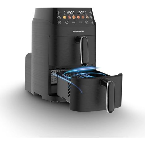 Friteuse à air chaud Air fryer vertical 5L double panier 2,5L 2000W Noir Arthur Martin AMF1080 (1/4)