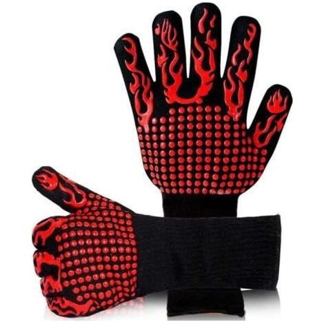 Heat-resistant non-slip silicone kitchen glove, safe for oven, grill, and barbecue up to 800°C. (1/4)
