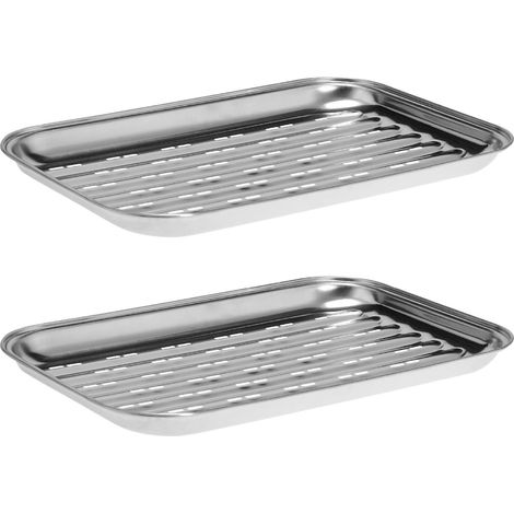 1 Plaque de cuisson, Acier inoxydable, 35 x 25,5 cm, Grille anti-adhésive, Pour barbecue gaz charbon électrique (1/5)
