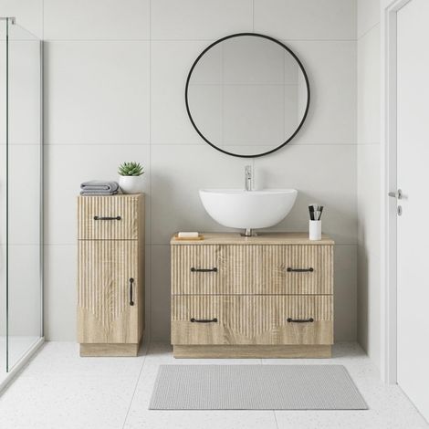 vidaXL 2 Piece Bathroom Cabinet Set HOORN Sonoma Oak Engineered Wood (1/5)