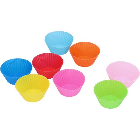 Ensemble de 8 moules à gâteaux ronds réutilisables en silicone de 7 cm de diamètre et résistants à la chaleur. (1/5)