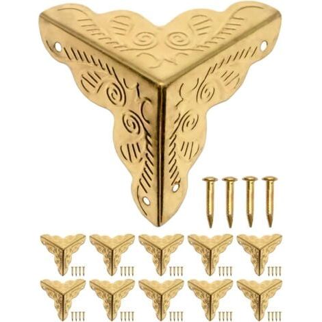 30 Stück dekorative Vintage-Eckenschutzwinkel für Metallboxen, mit 120 Nägeln (golden) (1/5)