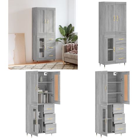 Highboard Grau Sonoma 69,5x34x180 cm Holzwerkstoff - Schrank - Holzwerkstoff (1/5)