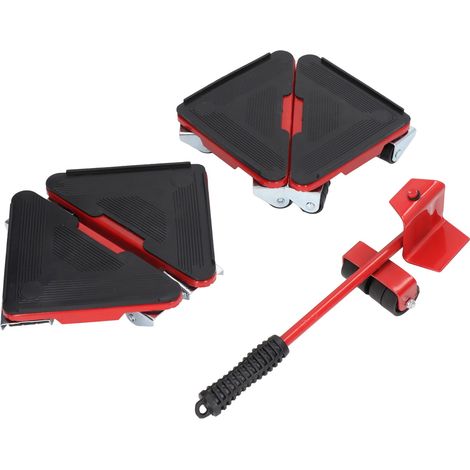 Déplacement de meuble 5 pièces Roulettes Universelles Dolly 300kg pour Canapé Table Armoire Rouge (1/5)