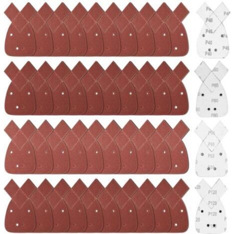 40 Pièces Triangles de Ponçage, Grain 40/60/80/120 Mouse Papier de Verre pour Black and Decker, Papier Abrasif Triangulaire, Feuilles Abrasives Papier de Verre Bois pour Ponceuse Circulaire