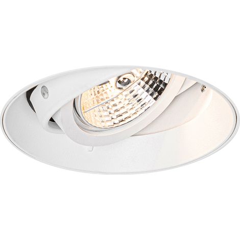 QAZQA Moderno Foco empotrado moderno blanco GU10 AR70 redondo sin marco - Oneon Aluminio Redonda Adecuado para LED Max. 1 x 50 Watt