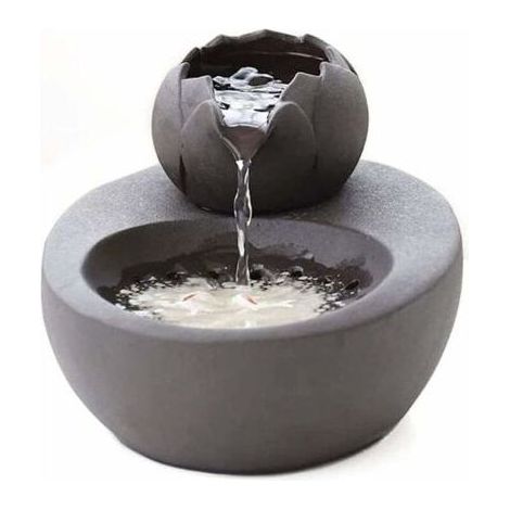 Fontaine à eau pour chat en céramique 1,3L – Filtration antibactérienne – Fonctionnement silencieux – Design lotus noir-Chrom (1/5)