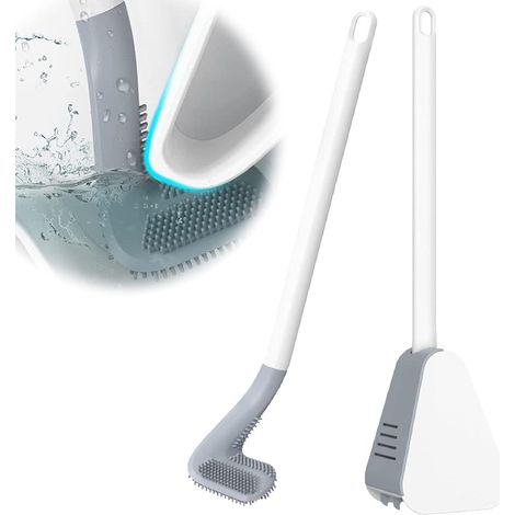 Toilet Brush, Long Handle Golf Toilet Brush with Holder 360° Deep Cleaning Flexible Silicone Toilet Cleaning Brush (1/5)