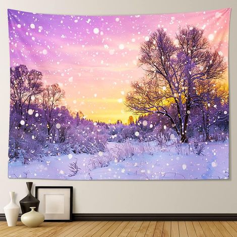 tapisserie murale décorative (scène de neige) de 150 x 130 cm (1/5)