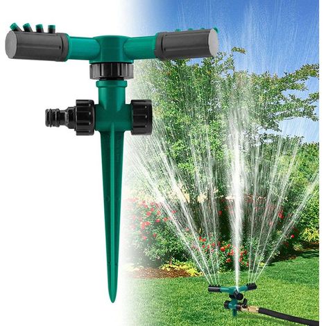Green Circular Sprinkler, Lawn Sprinkler, Garden Sprayer, Even Watering, 360° Rotating Sprinkler, 3 Arm Sprayer, Lawn Irrigation, Watering System (1/5)