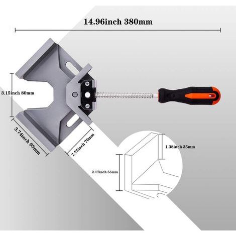 2 Eckklemmen - Rechtwinklige (90°) Klemmen für die Holzbearbeitung, mit verstellbarer Schwenkbacke, Aluminiumrahmen, zum Schweißen und für Heimwerkerarbeiten in der Holzbearbeitung. (1/5)