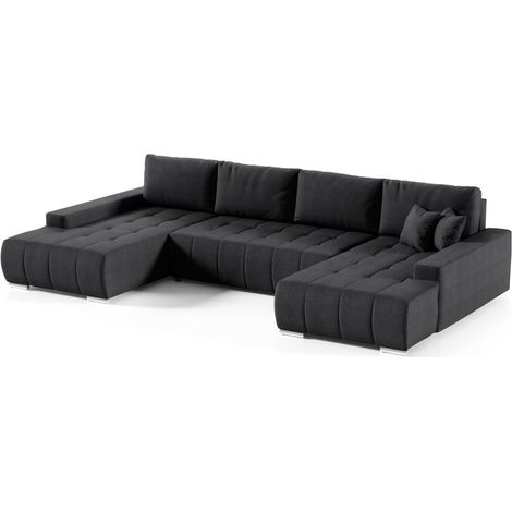 Wohnlandschaft Sofa mit Schlaffunktion VOGAR Stoff Aulla Grafit (1/4)