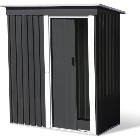 Idmarket – Abri de jardin métal 1,3 m² gris anthracite – Acier galvanisé résistant aux intempéries – Dimensions L. 162 x l. 80 x H. 181 cm – Porte coulissante ergonomique