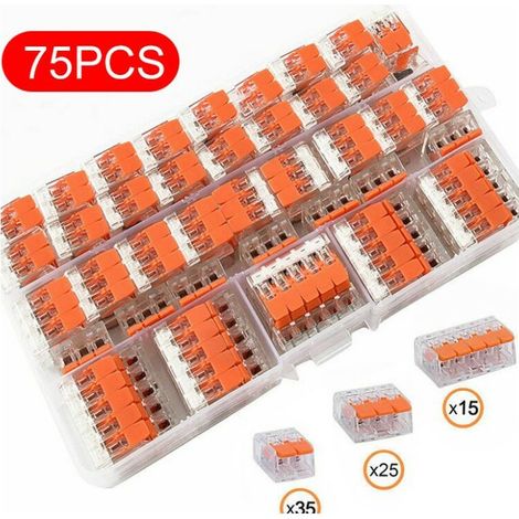 Bornes de Connexion Serie 221, Assortiment 75 pièces, 35x 221-412, 25x 221-413, 15x 221-415