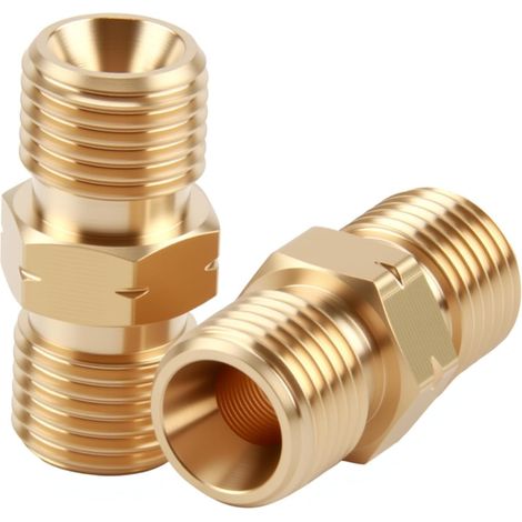 2 Pièces Raccord en Laiton 1/4 Pouce, Adaptateur Raccord Gaz Propane Double Mâle 1/4 Pouce, Connecteur pour Raccords Gaz, Plomberie, Climatisation et Panneaux Solaires (1/5)