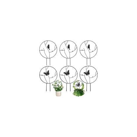 Lot de 6 treillis de plantes en fer noir motif papillon et oiseau intérieur et extérieur (1/5)
