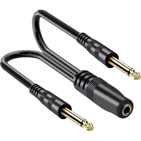 Adaptateur jack stéréo 3,5 mm (v) - 2 jacks mono 6,35 mm (m)  verguld  0,30 mètre