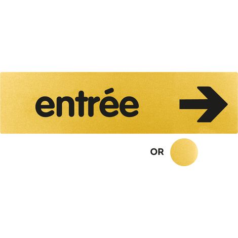 Plaque de porte Entrée flèche droite - Classique or 170x45mm - 4490427