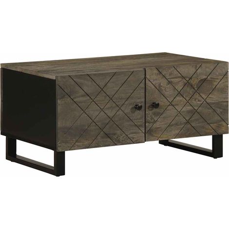 Couchtisch Schwarz 80x50x40 cm Massivholz Mango
