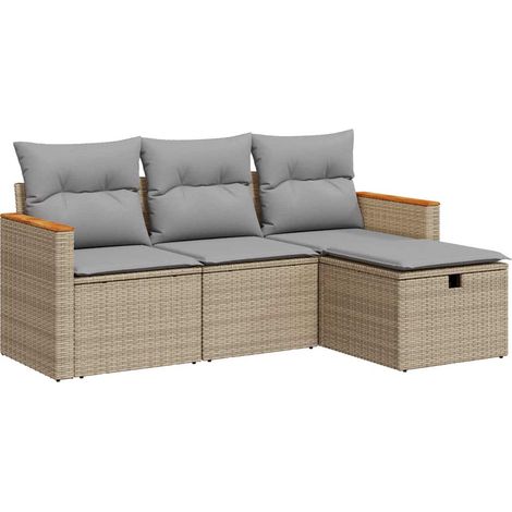 Maison Exclusive - Set Divano da Giardino 4 pz con Cuscini Beige in Polyrattan (1/5)