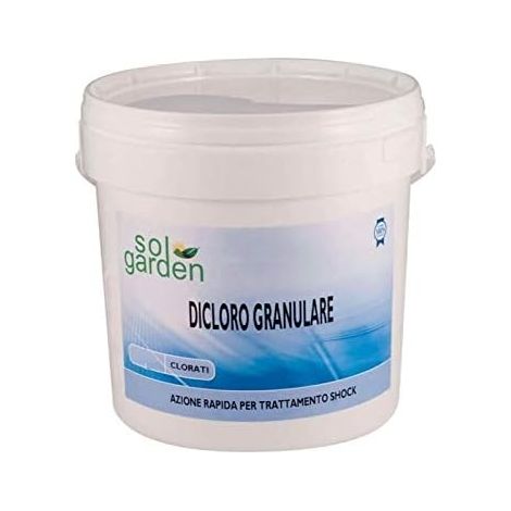 Solgarden Dicloro 56% Cloro Granulare Trattamento Rapido Shock per Acqua Piscina 10 Kg