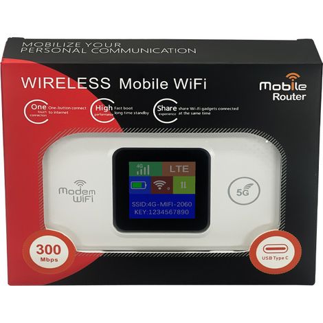 4G Wireless WiFi Portable Router with Typ-C Interface, Color Screen, 3000Mbps, and Plug-in SIM Card -- MF9SE White (1/4)