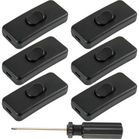 6 PCS Interrupteur Bipolaire, 250 V Interrupteur, Interrupteur Lampe de Chevet, Interrupteurs à Cordon 2 Pôles pour Petit appareil ou lampe, Appareil Électrique et Éclairage, Noir (1/5)