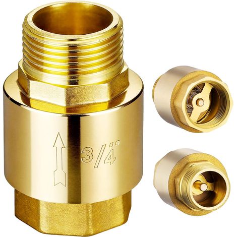 Clapet Anti Retour 3/4 pouce en Laiton, Filetage Femelle Vers Mâle Clapets de non-retour 3/4 pouce IG à AG étanche pour Pompe, Jardin, Machine à Laver, Tonneau, Conduite d’eau, Chauffe-eau (1/5)
