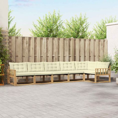 vidaXL Outdoor-Sofagarnitur mit Kissen 6 pcs Weiß und Creme (1/5)