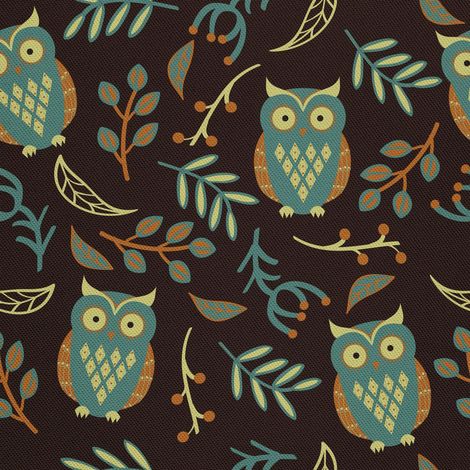 Tela decorativa Oxford para exteriores - motivo de búhos y hojas I DX069 (1/5)