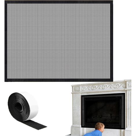 Portes grillagées pour cheminée - Couverture de Portes de cheminée à écran de sécurité,Fournitures de Protection de cheminée en Tissu maillé en PVC pour cheminées en Brique, en marbre et en (1/5)