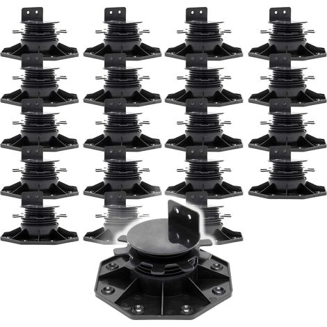 XPOtool Lot de 20x Plots de terrasse – Charge 2700 kg – Hauteur réglable 33-64 mm – en PP – Pieds de support pour Lames Dalles Lambourdes