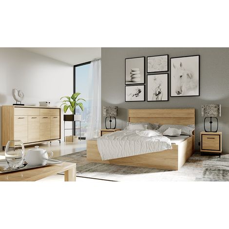 Schlafzimmer Set 4-teilig inkl. Bett 140x200 cm modern in Eiche MEGARA-161 (1/5)