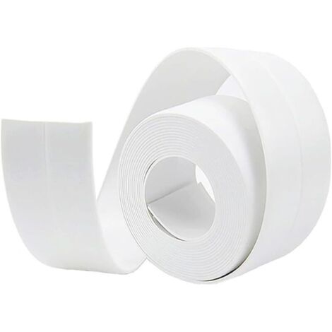 Profilo di tenuta per bagno comune, 3,2 m, 38 mm di larghezza, autoadesivo, profilo di tenuta PVC per vasca da bagno, bagno e cucina, resistente alle muffe, tenuta (bianco) (1/4)