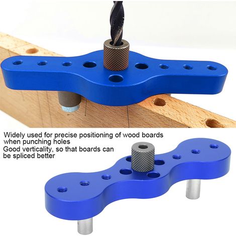 Guide de perçage pour chevilles bois, gabarit de positionnement en alliage d'aluminium, outil alésoir 6/8/10mm, bleu (1/5)