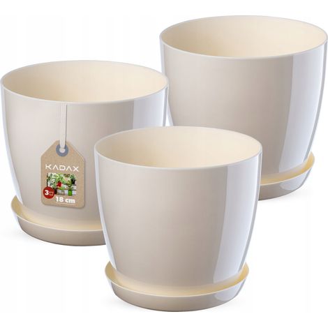 KADAX Blumentopf, Pflanzkübel-Set mit Untersetzer, Blumenkübel aus Kunststoff, runder Pflanztopf für (1/5)