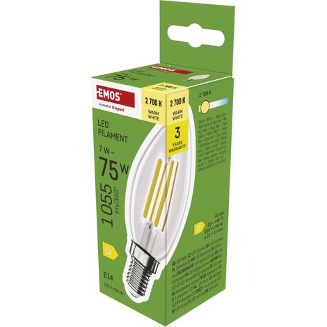 Ampoule LED Edison Bougie 7W Remplacement pour Ampoule 75W Ampoule Vintage avec Culot E14 et Luminosité 1055LM Blanc Chaud 2700K Durée de Vie 25000 Heures CRI 80 Angle de Faisceau 360° (1/5)