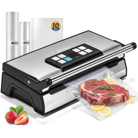 90Kpa Machine Sous Vide Alimentaire Multifonctionnelle Appareils de Mise Sous Vide 30cm Double Soudure Appareil Sous Vide Alimentaire Comprend 2 Rouleaux de Sacs et 10 Sacs